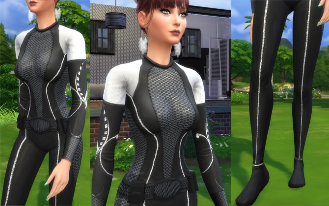 Sims 4 Female Hunger Games Jumpsuit by PixieLinxie at Mod The Sims