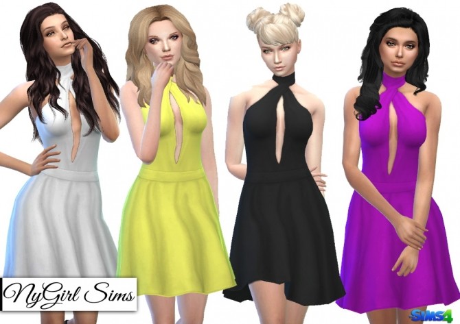 Sims 4 Open Back Flare Dress at NyGirl Sims