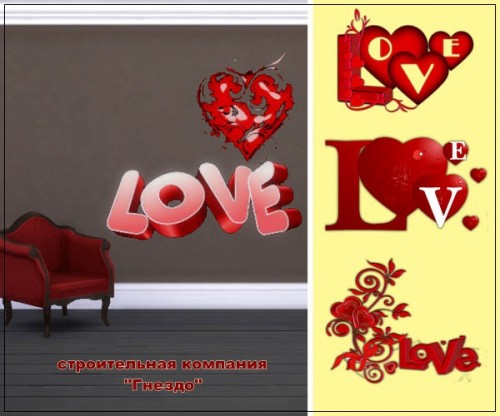 Sims 4 Love 003 wall stickers at Sims by Mulena