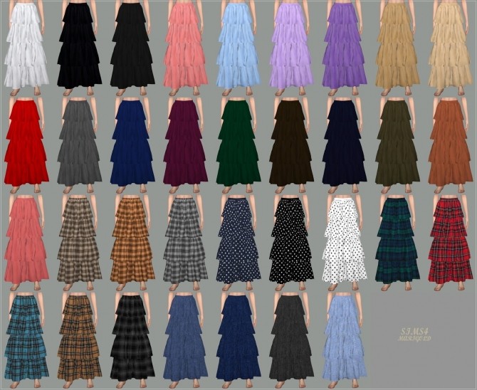 Sims 4 Long Tiered Skirt at Marigold