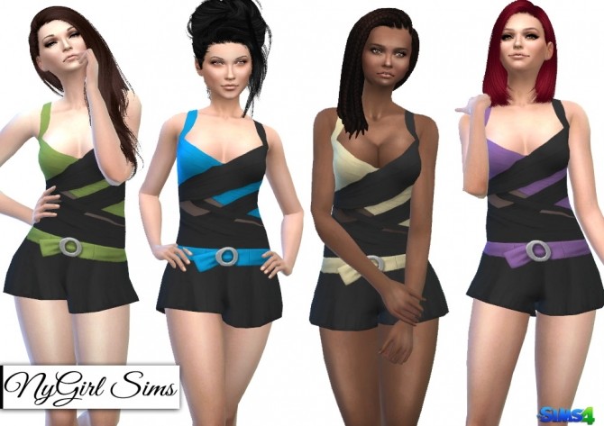 Sims 4 Duo Color Wrapped Romper with Belt at NyGirl Sims