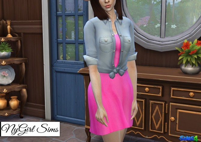 Sims 4 Sundress with Denim Shirt at NyGirl Sims