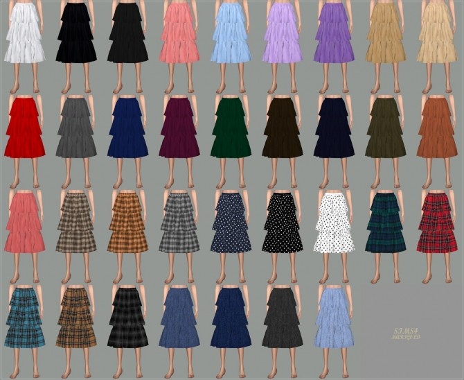 Sims 4 Midi Tiered Skirt at Marigold