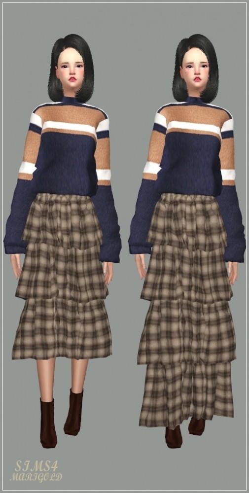 Sims 4 Midi Tiered Skirt at Marigold