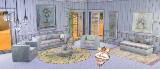 Sims 4 Sofa, armchair and coffee table recolors at Alelore Sims Blog