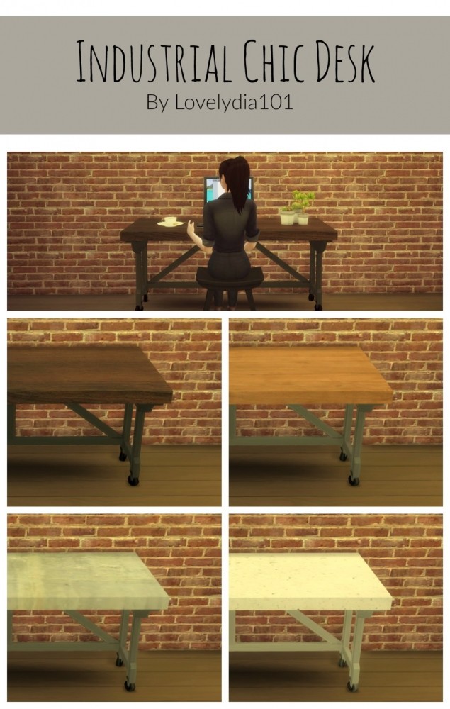 Sims 4 Industrial Chic Desk by lydiaw at SimsWorkshop