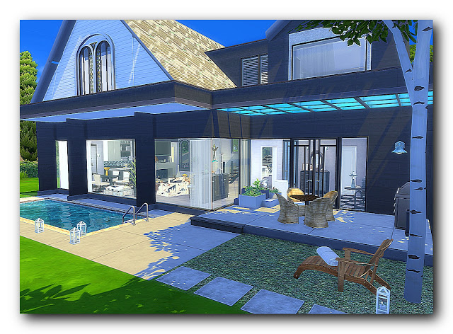 Sims 4 Art Deco in a former church at Architectural tricks from Dalila