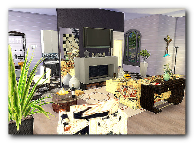 Sims 4 Art Deco in a former church at Architectural tricks from Dalila