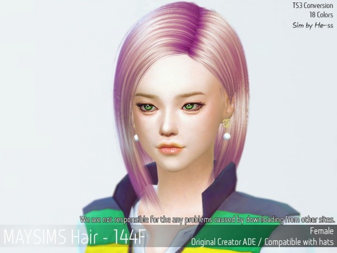 Sims 4 Hair 144F (ADE) at May Sims