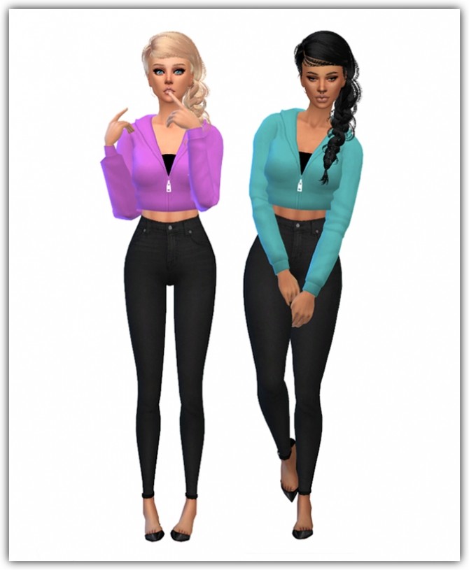 Sims 4 Crop Hoodie Recolors at Maimouth Sims4
