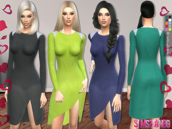 Sims 4 Medium dress with details by sims2fanbg at TSR