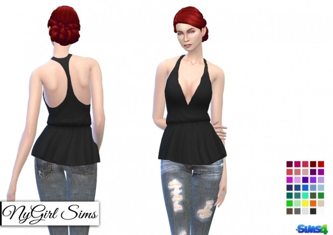 Sims 4 Deep V Racerback Peplum Shirt at NyGirl Sims