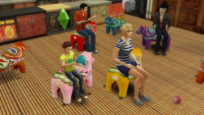 Sims 4 2 to 4 Dala Horse as Seating by BigUglyHag at SimsWorkshop
