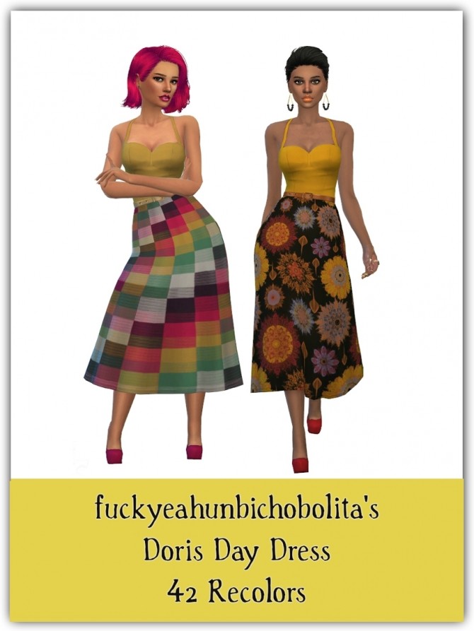 Sims 4 Unbichobolita ‘s Doris Day Dress in 42 Patterns at Maimouth Sims4