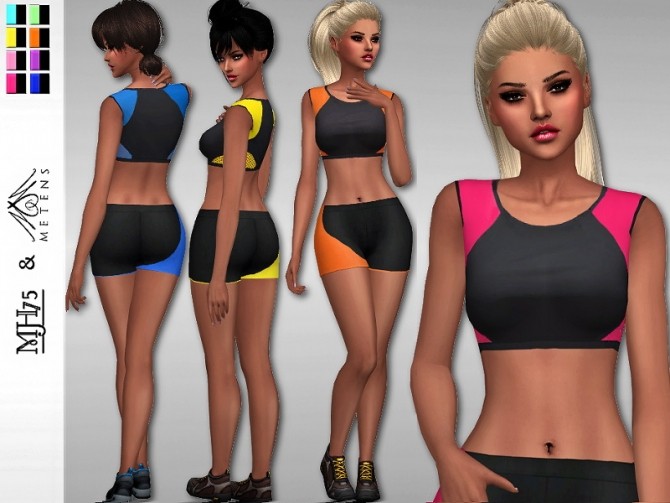 Sims 4 S4 Neon Sports Tops Set at Sims Addictions