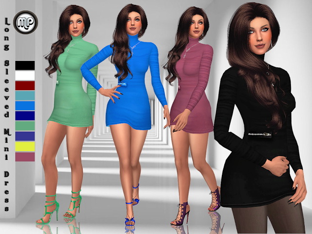 Sims 4 MP Long Sleeved Mini Dress at BTB Sims – MartyP
