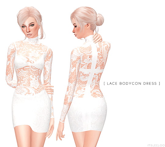 Sims 4 LACE BODYCON DRESS at Leeloo