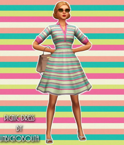 50′s Picnic dress at Unbichobolita » Sims 4 Updates