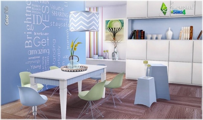 Sims 4 Color Riffs dining room at SIMcredible! Designs 4