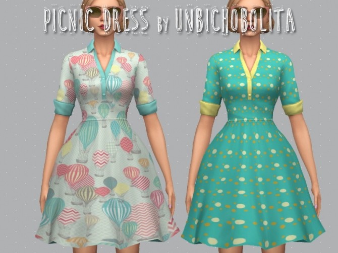 Sims 4 50′s Picnic dress at Unbichobolita