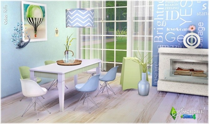Sims 4 Color Riffs dining room at SIMcredible! Designs 4