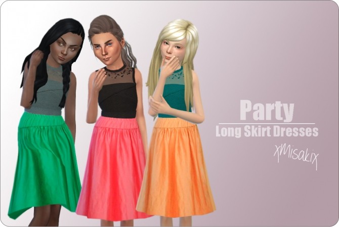 Sims 4 Long Skirt Dresses for Girls at xMisakix Sims