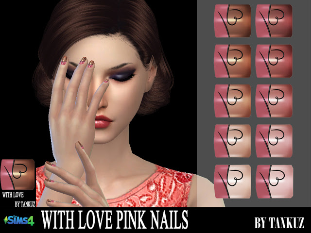 Sims 4 With Love Pink Nails at Tankuz Sims4