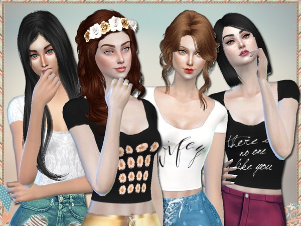 Sims 4 Reckless Crop Tops by Simlark at TSR