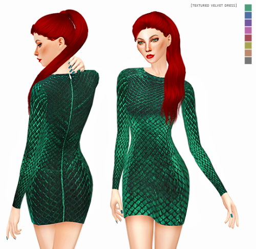 Sims 4 TEXTURED VELVET DRESS at Leeloo