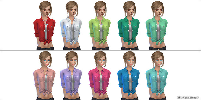 Sims 4 Denim Shirt Tie at Simista