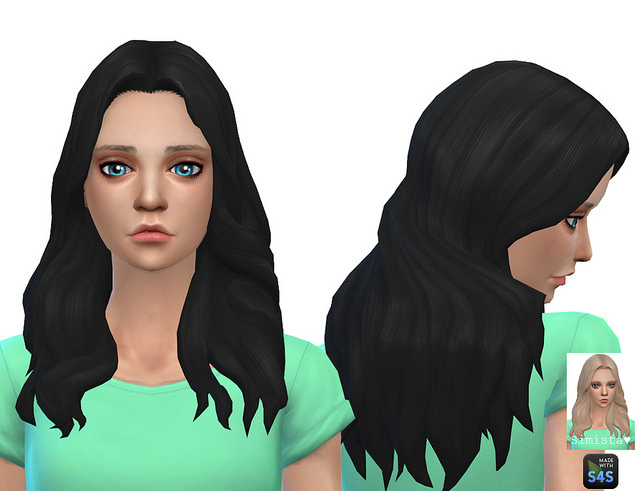 Sims 4 Long Parted Wavy Hair Recolors at Simista