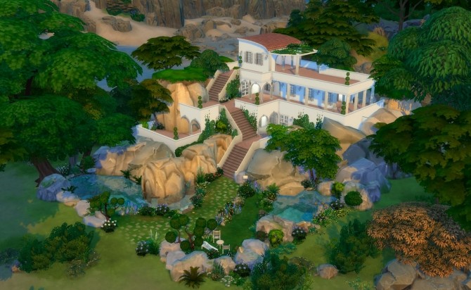 Sims 4 Villa Mediterránea by Mary Jiménez at pqSims4