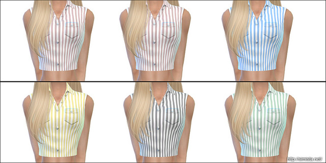 Sims 4 Sleeveless Crop Shirts at Simista