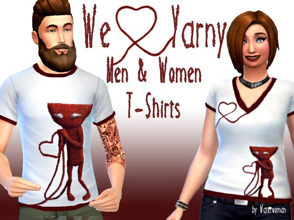 Sims 4 We love Yarny A t shirts by Waterwoman at Akisima