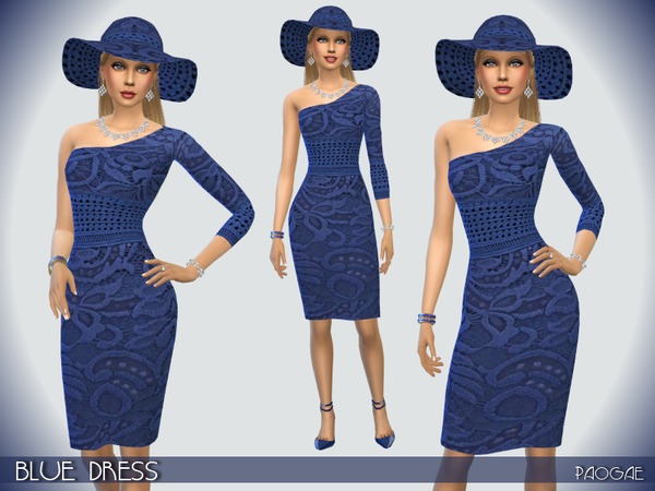 Sims 4 Blue Set outfit and hat by Paogae at TSR