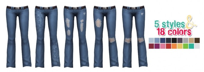 Sims 4 Belted Bootcut Jeans at SimLaughLove