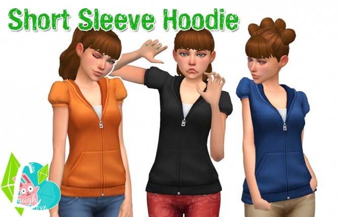 Sims 4 Short Sleeve Hoodie Trio at SimLaughLove