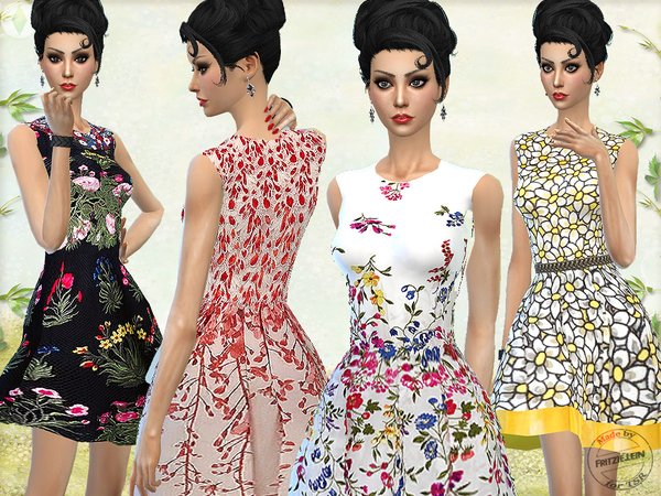 Sims 4 Floral Spring Dresses by Fritzie.Lein at TSR