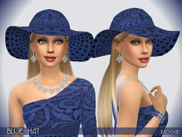 Sims 4 Blue Set outfit and hat by Paogae at TSR