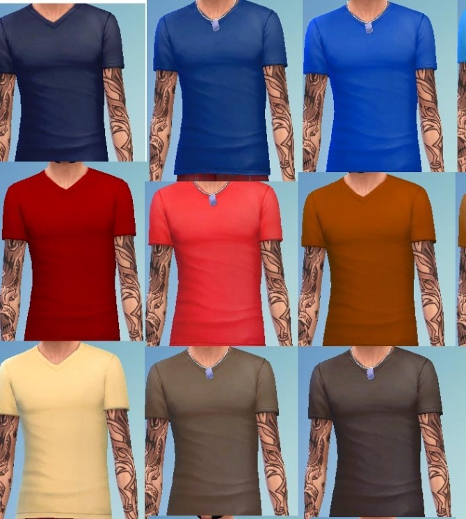 Sims 4 39 Recolors of Mens V Neck Tee by Ceroshiro at Mod The Sims