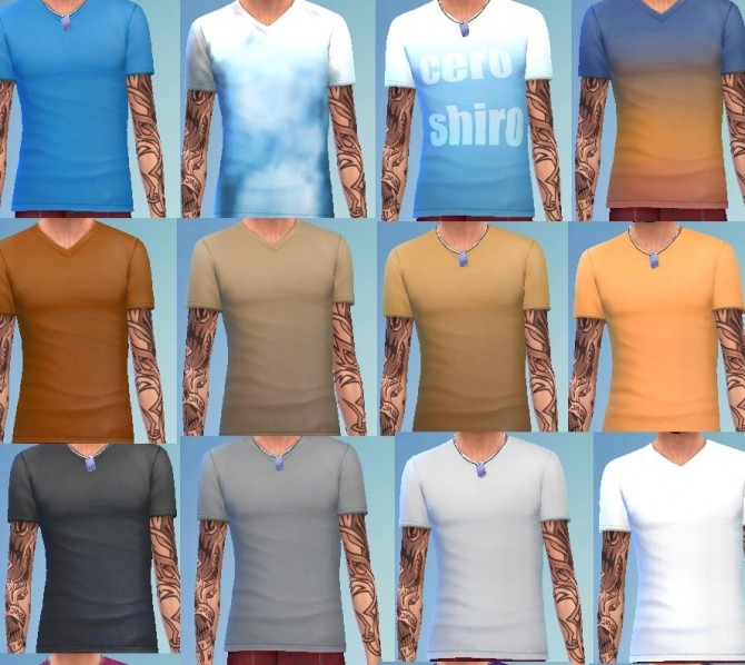 Sims 4 39 Recolors of Mens V Neck Tee by Ceroshiro at Mod The Sims