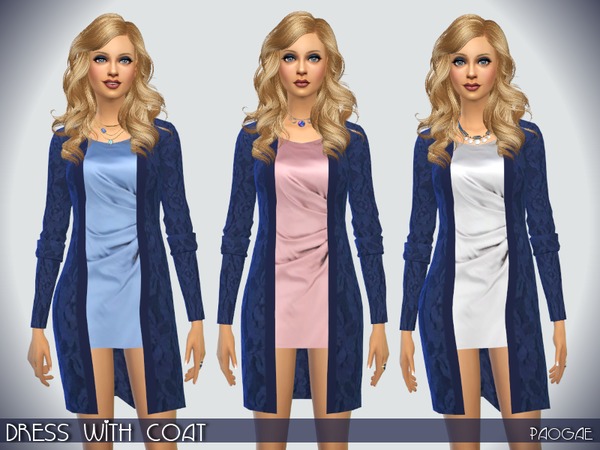 Sims 4 Dress with Coat by Paogae at TSR