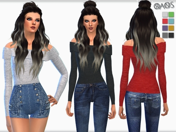 Sims 4 Off Shoulder Sweaters by OranosTR at TSR