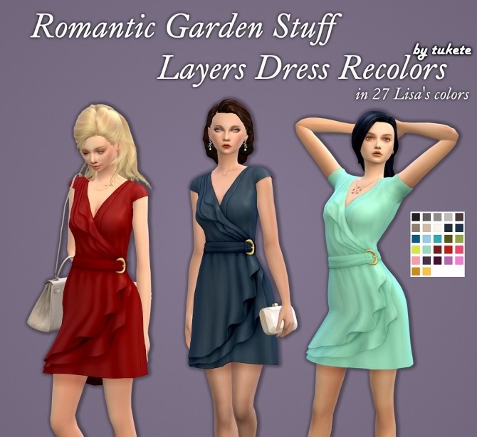 Sims 4 Romantic Garden Stuff Layers Dress Recolors at Tukete