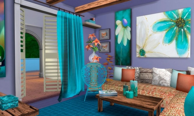Sims 4 Ibiza living Mediterranean style at pqSims4