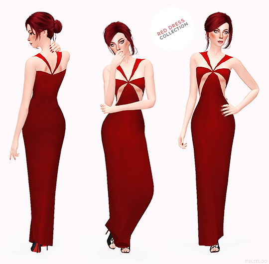 Sims 4 RED DRESS COLLECTION 6 at Leeloo