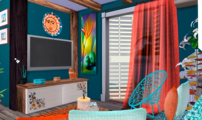 Sims 4 Ibiza living Mediterranean style at pqSims4