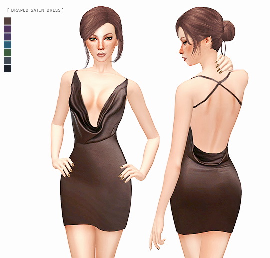 Sims 4 DRAPED SATIN DRESS at Leeloo