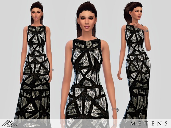 Sims 4 Silver Gown by Metens at TSR