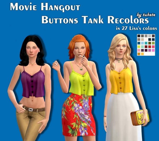 Sims 4 Movie Hangout Buttons Tank Recolors at Tukete